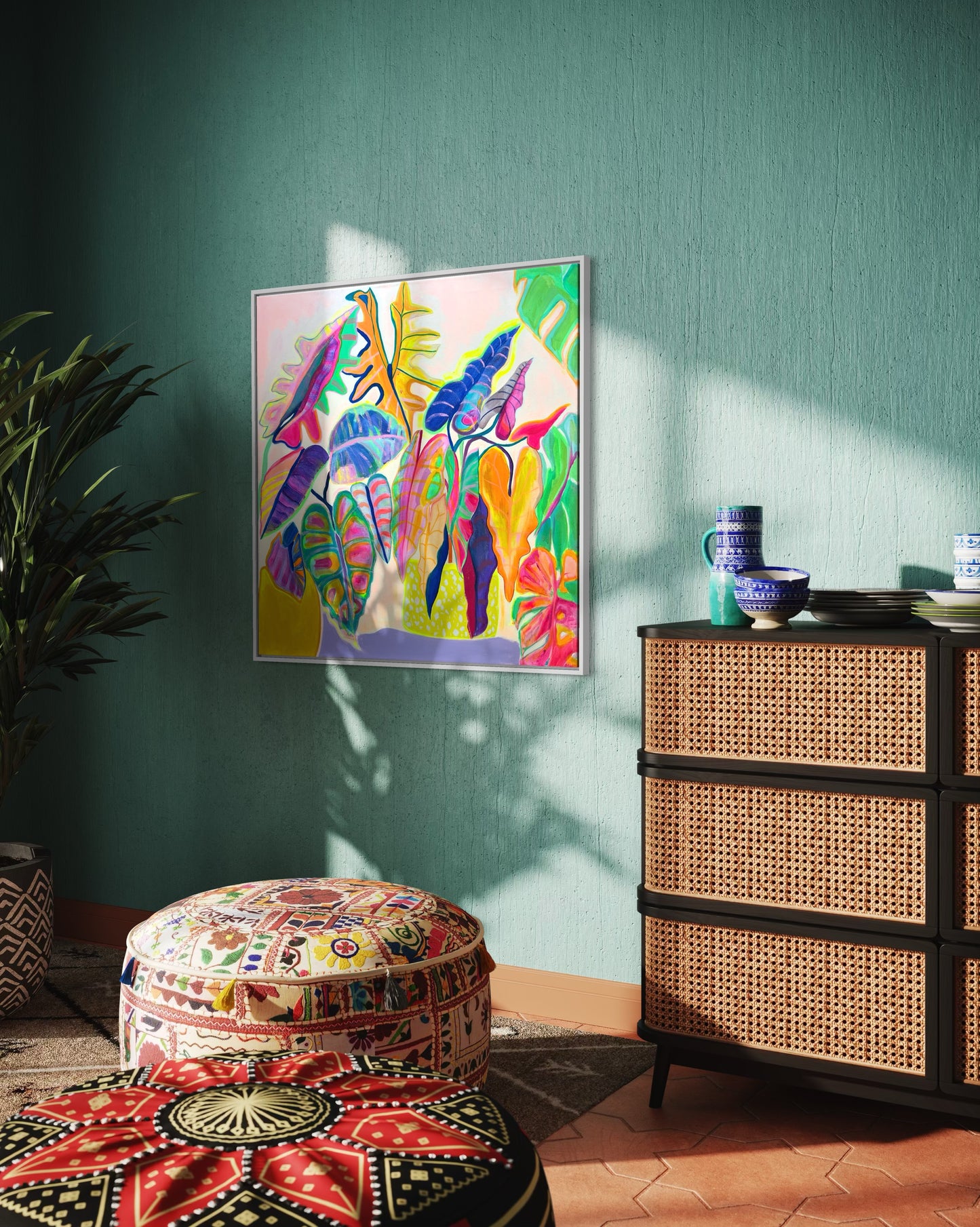 'Alocasia Revelation’ 82cm x 82cm - Kathryn Sillince Artist