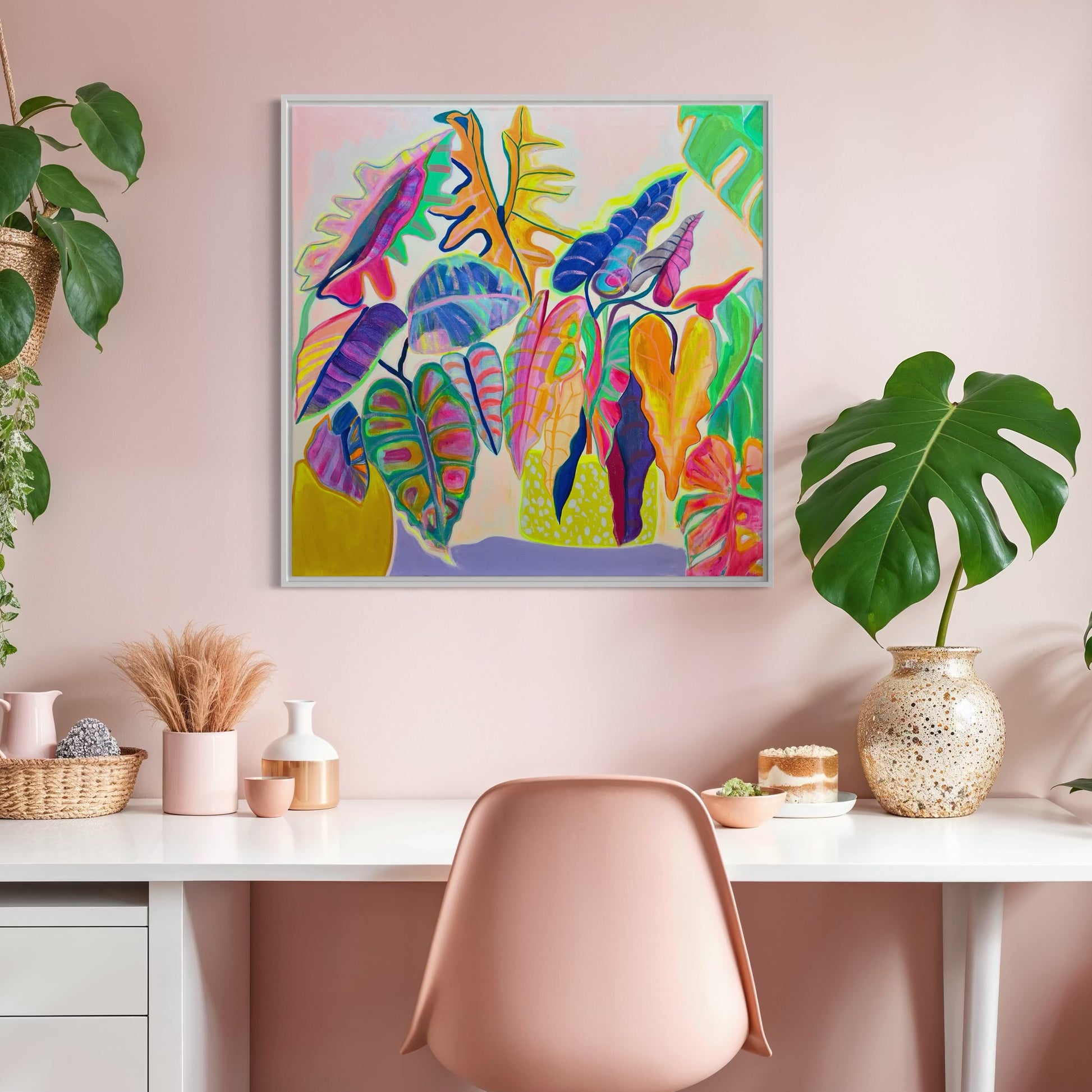 'Alocasia Revelation’ 82cm x 82cm - Kathryn Sillince Artist