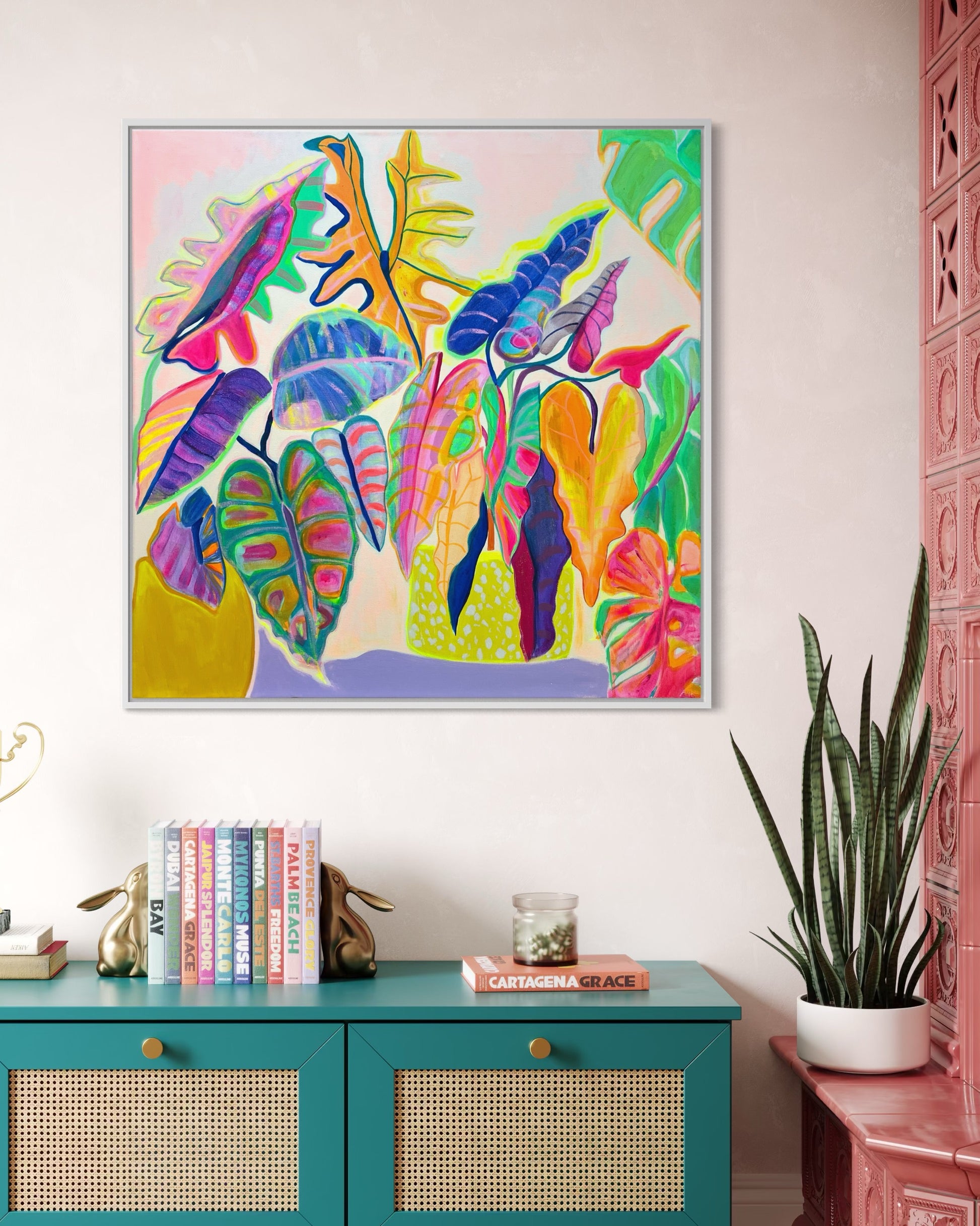 'Alocasia Revelation’ 82cm x 82cm - Kathryn Sillince Artist