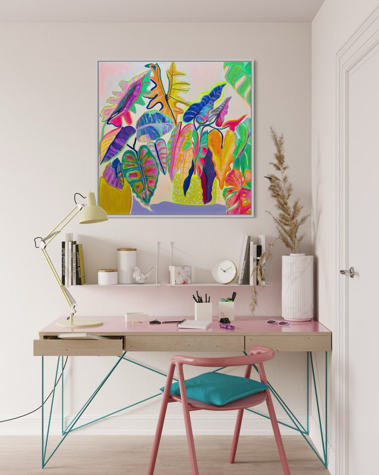 'Alocasia Revelation’ 82cm x 82cm - Kathryn Sillince Artist
