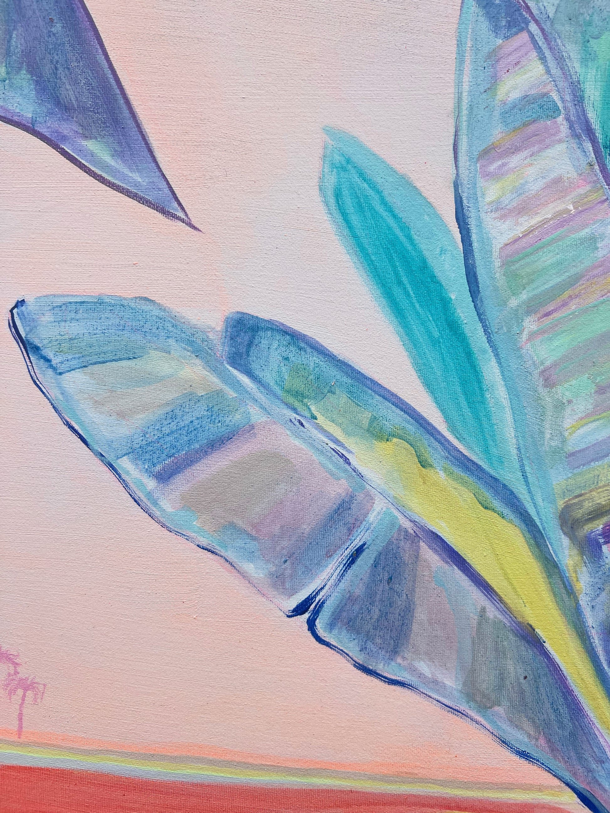 Blue Bananas, Red Sands 72cm x 72cm - Kathryn Sillince Artist