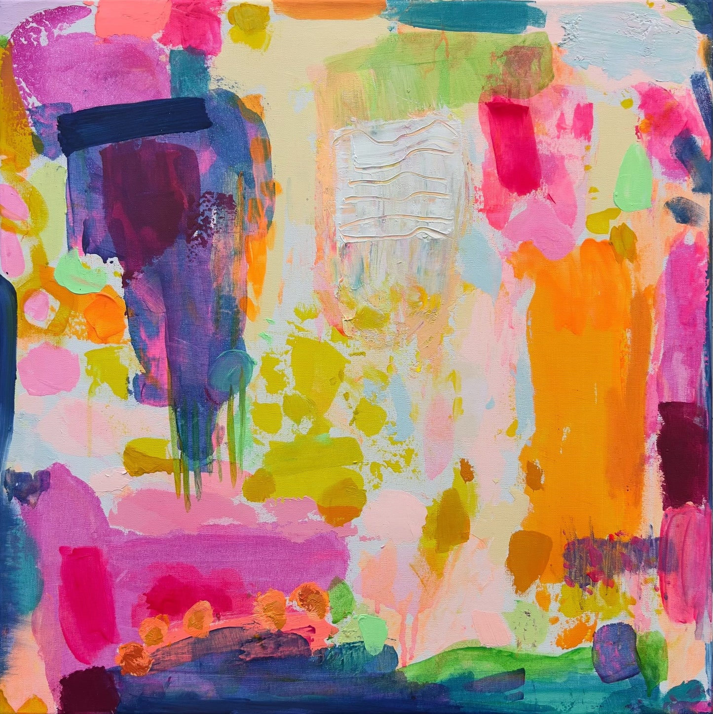 Abstract artwork with vibrant colors and textures