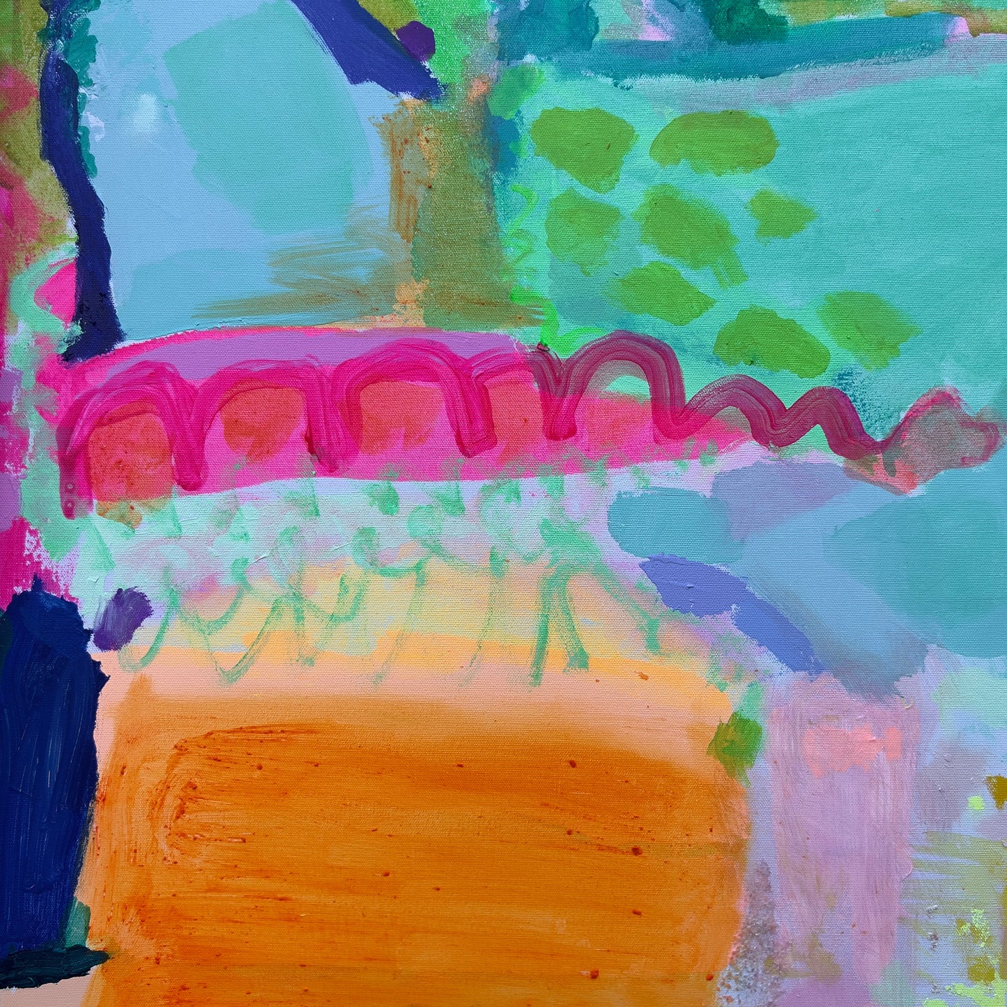 Abstract painting with vibrant colors and shapes