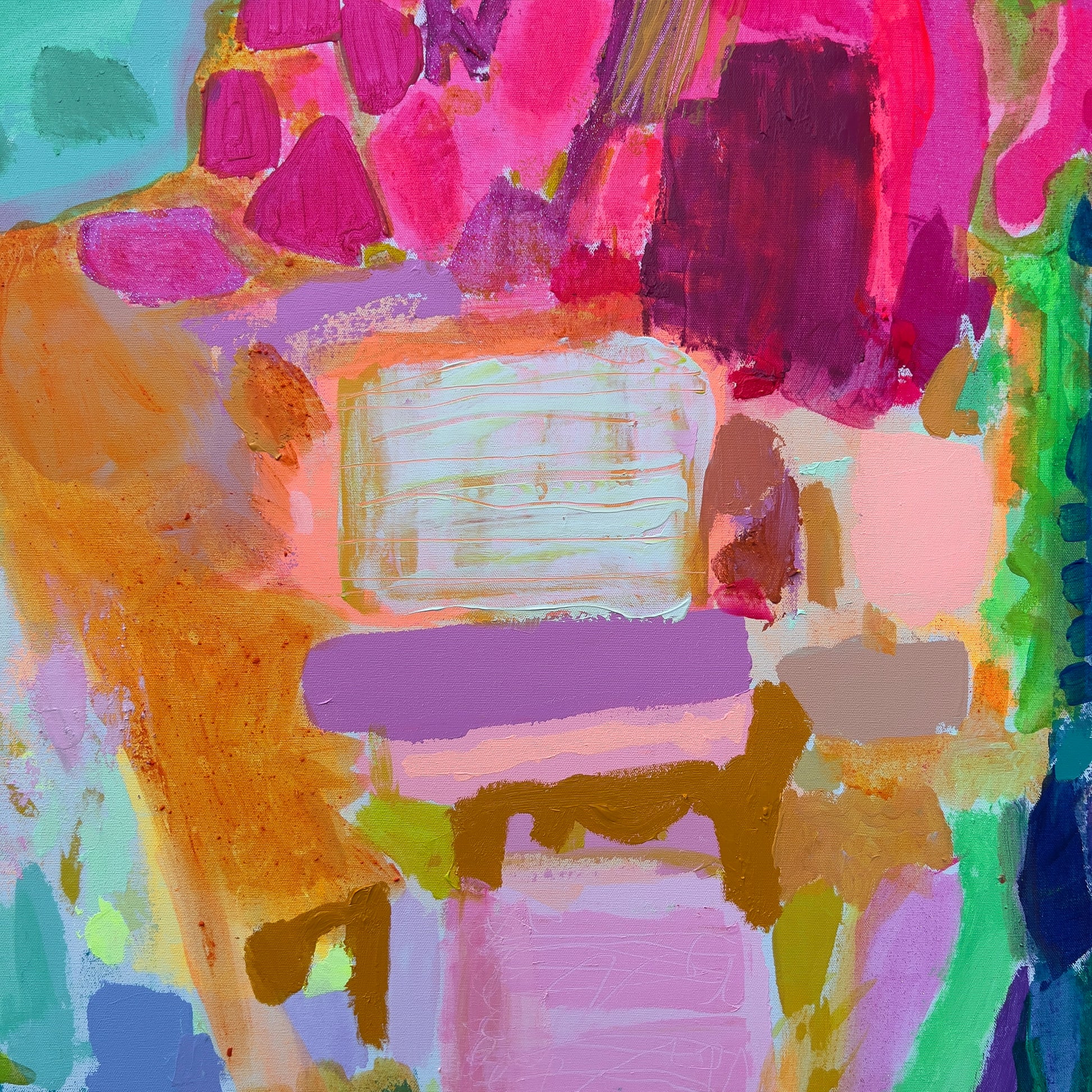 Abstract artwork with vibrant colors and textures