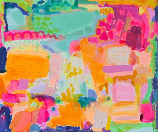 Abstract artwork with vibrant colors and shapes