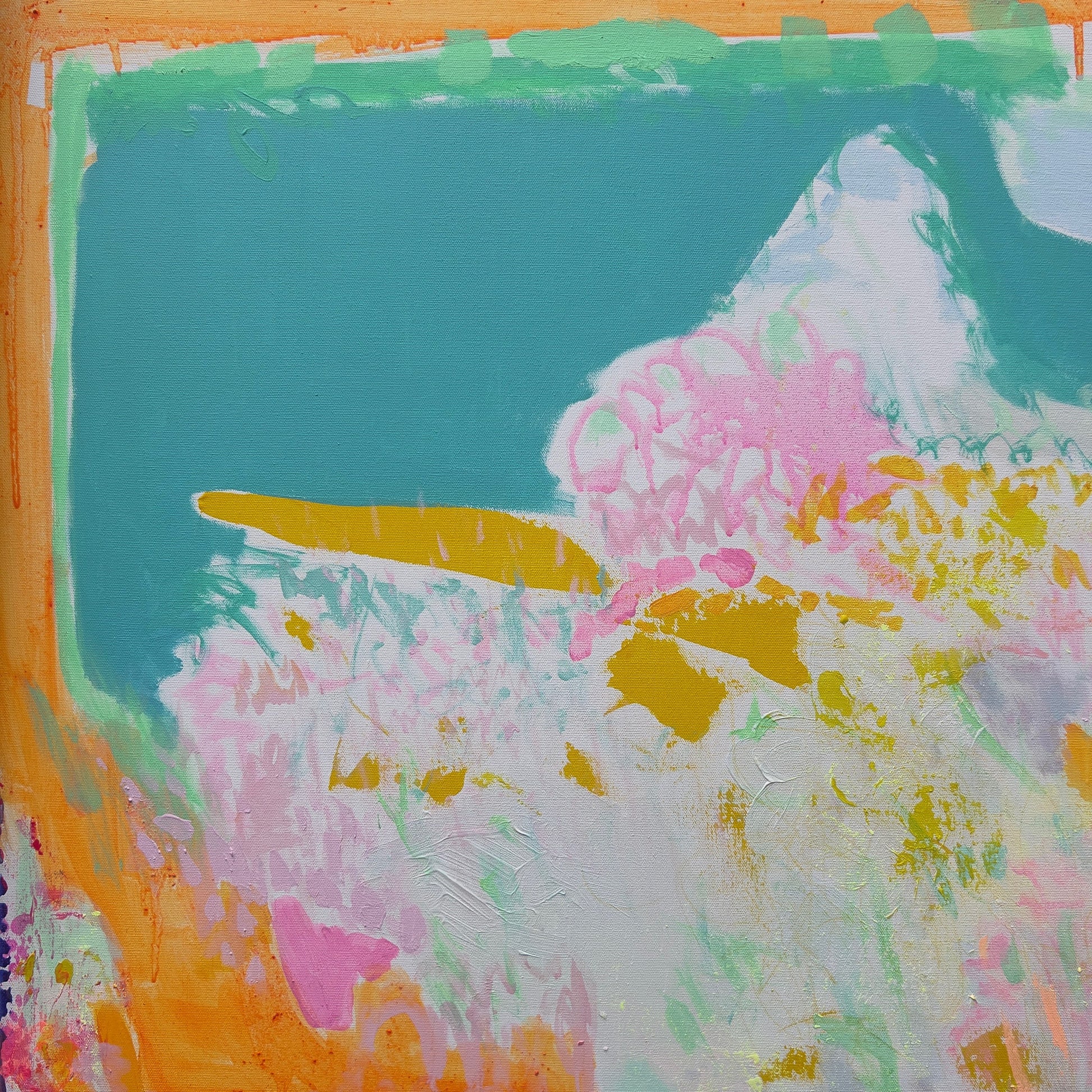 Abstract art with colorful brush strokes on a textured surface