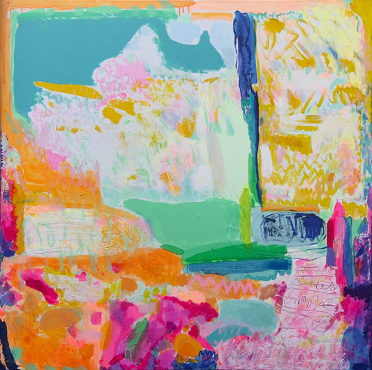 Abstract artwork with vibrant colors and textures