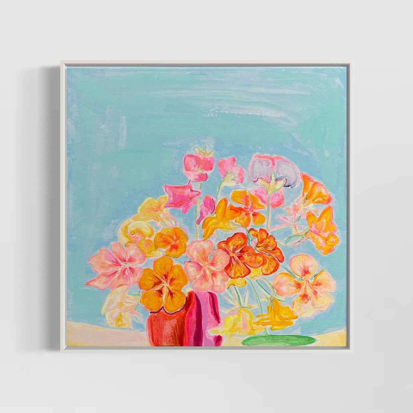 'Nasturtiums By The Pool'  54cm x 54cm - Kathryn Sillince Artist