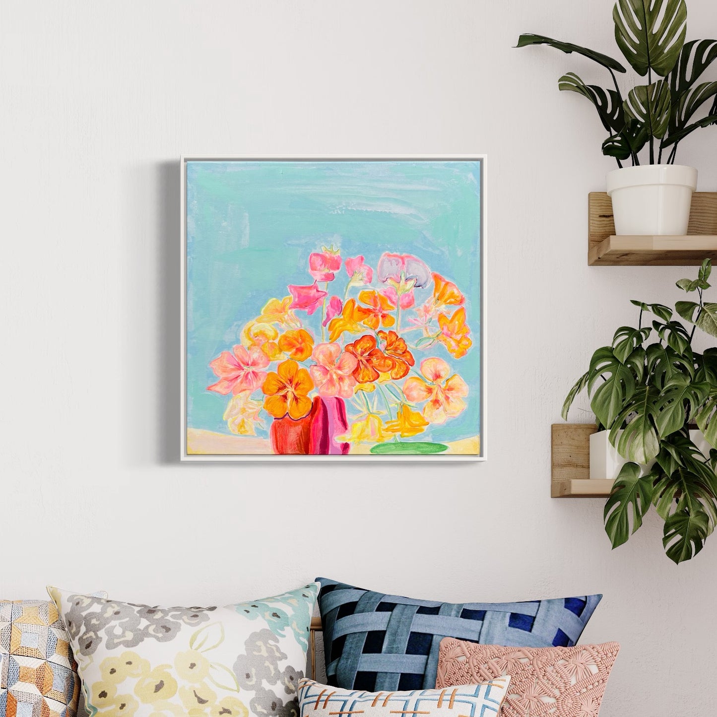 'Nasturtiums By The Pool'  54cm x 54cm - Kathryn Sillince Artist