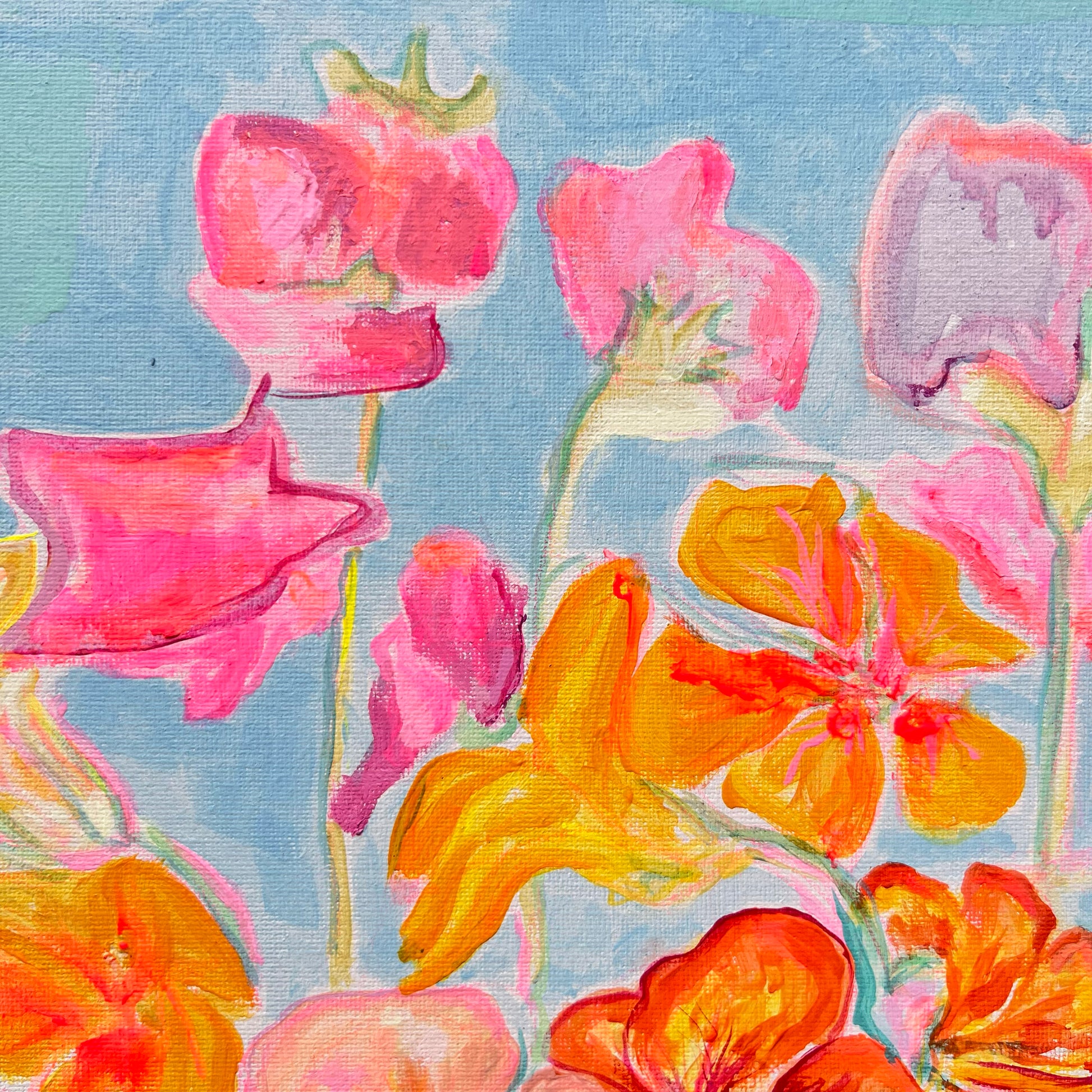 'Nasturtiums By The Pool'  54cm x 54cm - Kathryn Sillince Artist