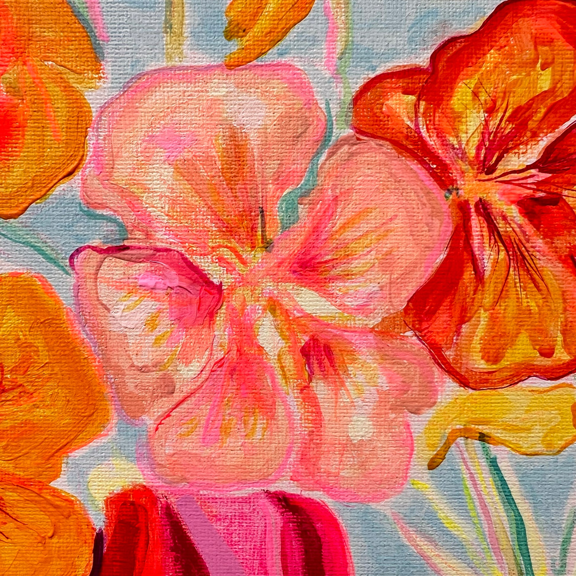 'Nasturtiums By The Pool'  54cm x 54cm - Kathryn Sillince Artist