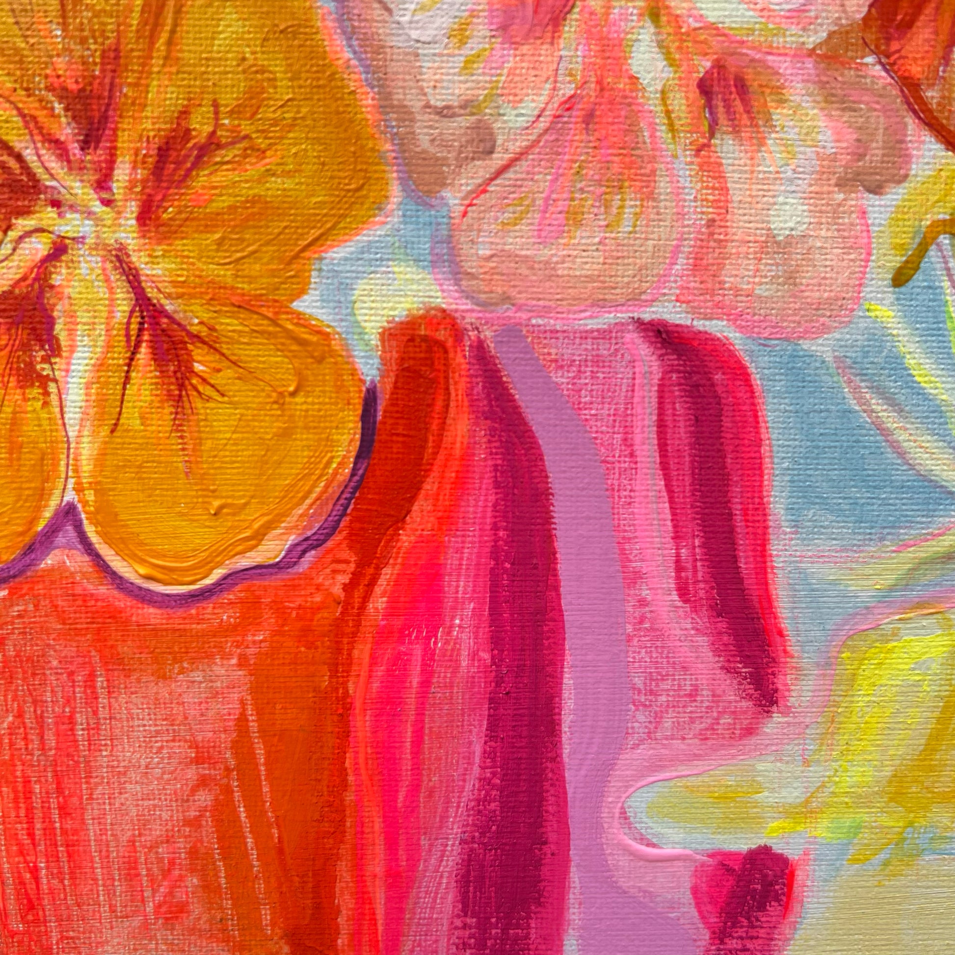 'Nasturtiums By The Pool'  54cm x 54cm - Kathryn Sillince Artist
