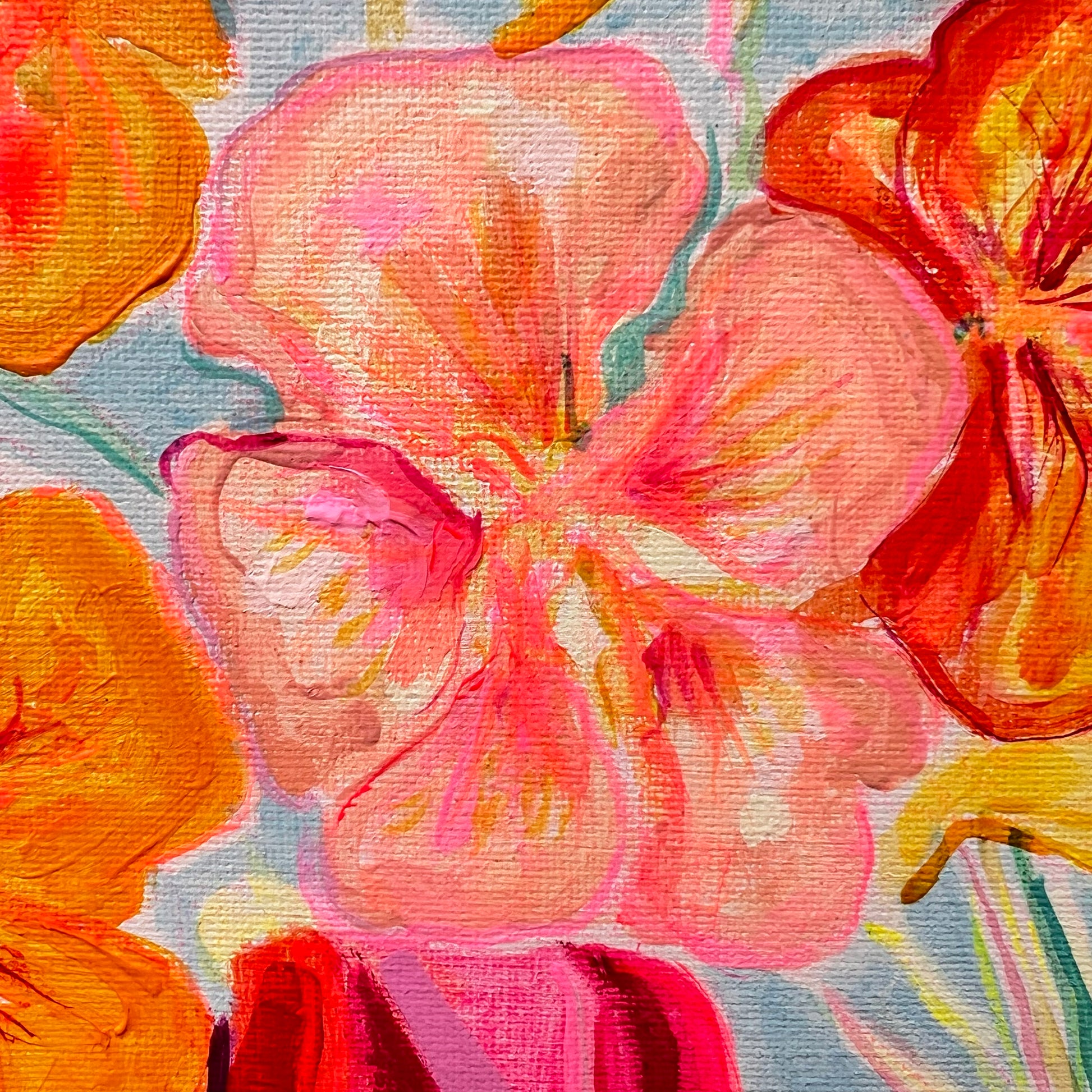 'Nasturtiums By The Pool'  54cm x 54cm - Kathryn Sillince Artist