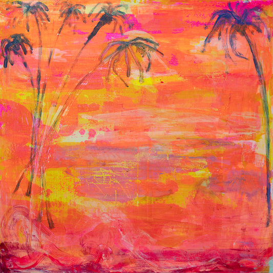 'Palms At Dusk'  77cm x 77cm - Kathryn Sillince Artist