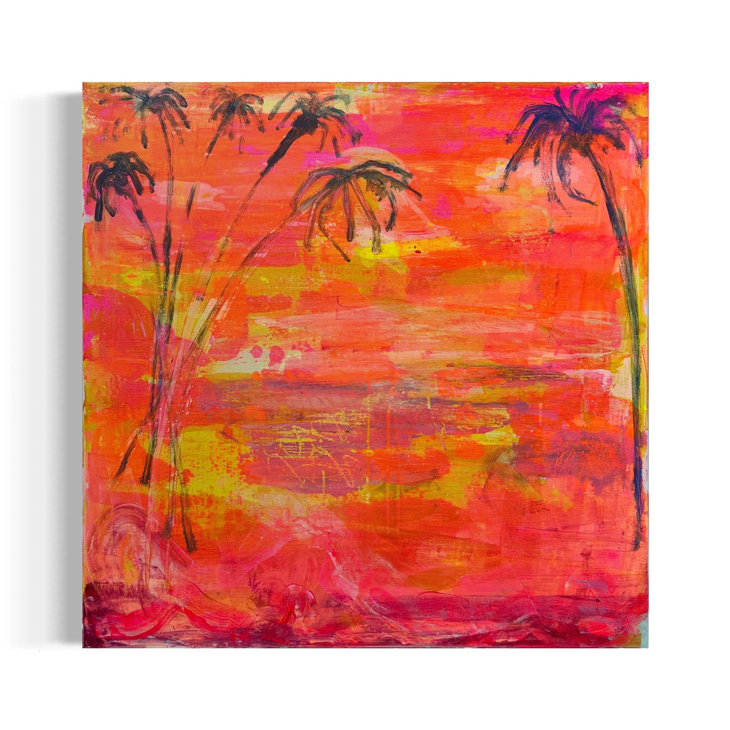 'Palms At Dusk'  77cm x 77cm - Kathryn Sillince Artist