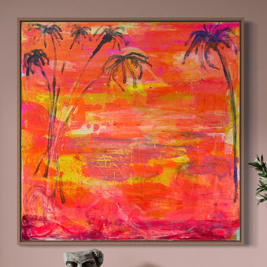 'Palms At Dusk'  77cm x 77cm - Kathryn Sillince Artist