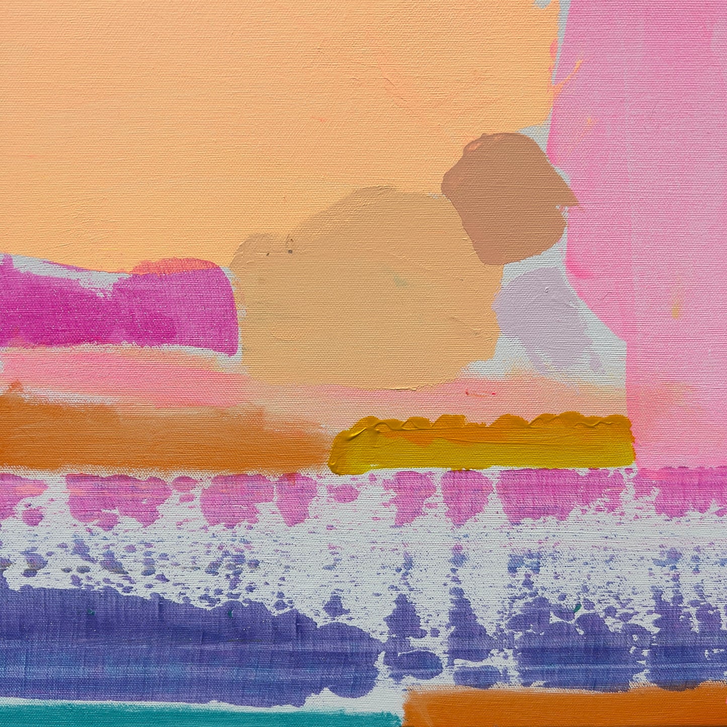 Abstract art with a textured surface featuring a person lying down.