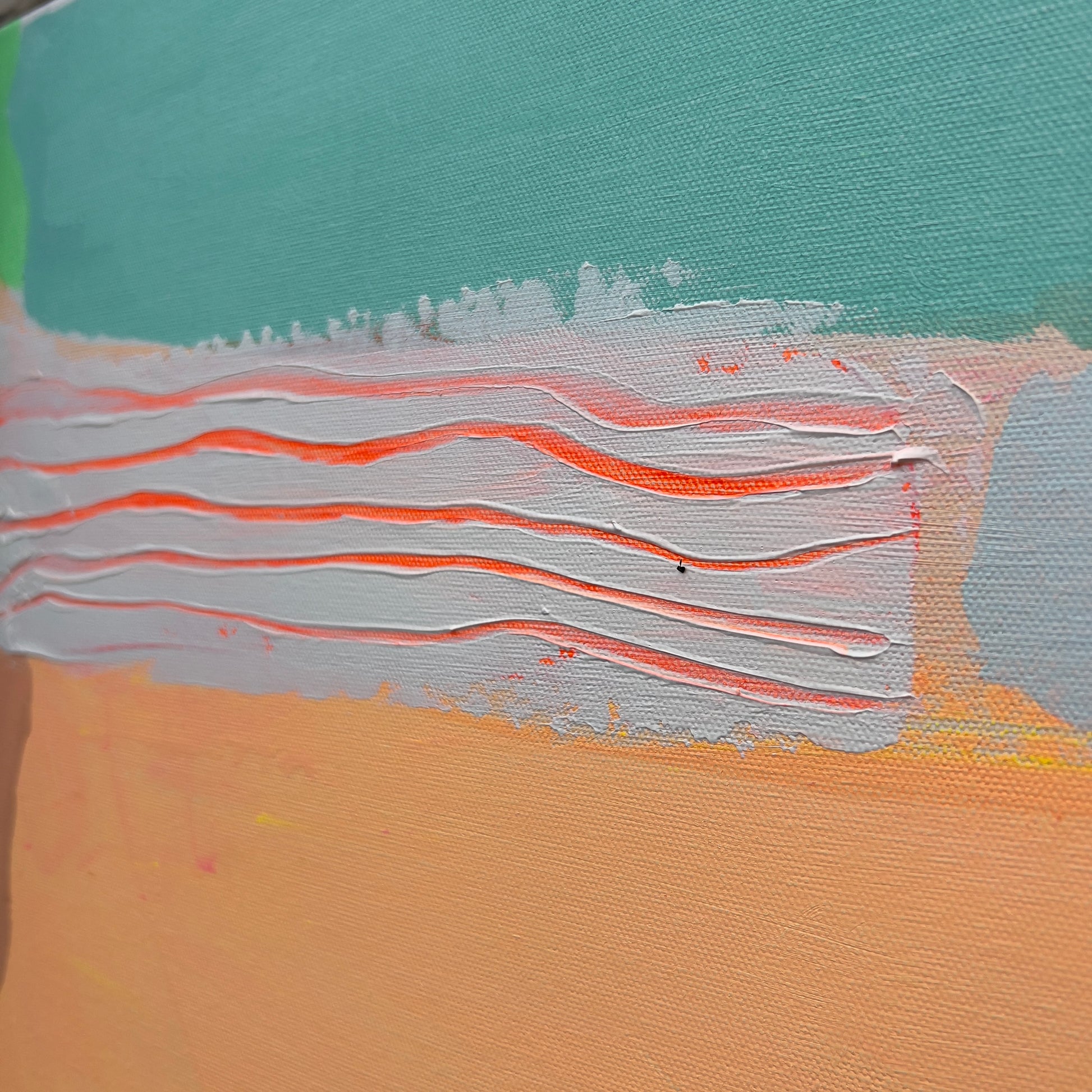 Abstract art with wavy patterns on a textured surface