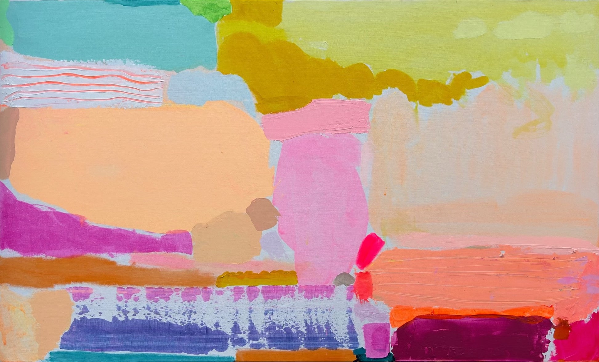 Abstract art with colorful brush strokes on a textured surface