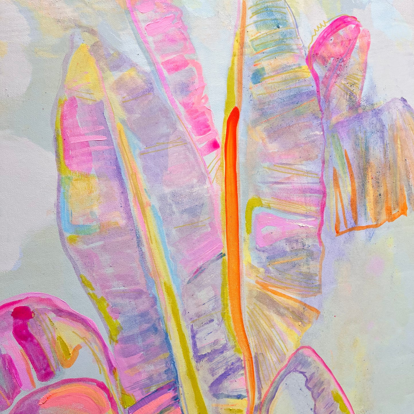 'Peachy Banana Dreams' 72cm x 72cm - Kathryn Sillince Artist