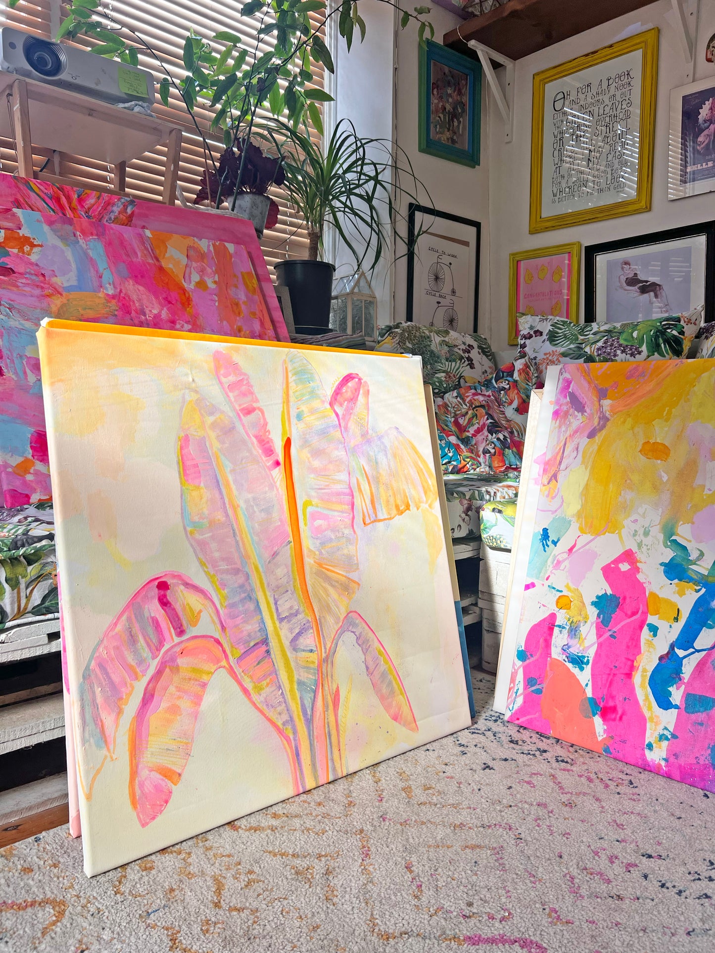'Peachy Banana Dreams' 72cm x 72cm - Kathryn Sillince Artist