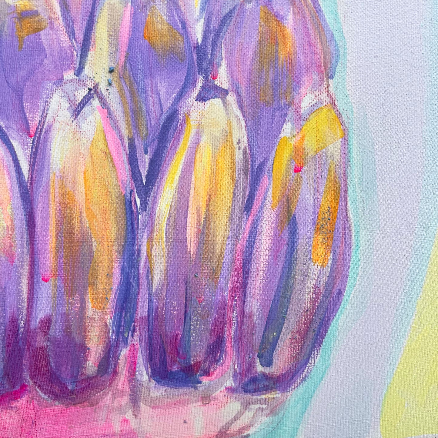 'Pink and Blue Banana Study'  51cm x 51cm - Kathryn Sillince Artist
