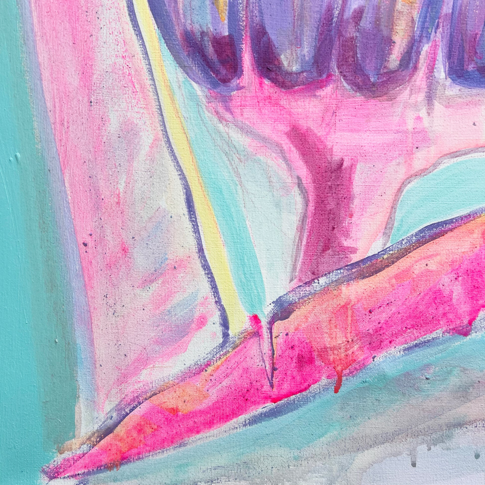 'Pink and Blue Banana Study'  51cm x 51cm - Kathryn Sillince Artist