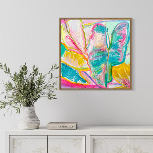 'Rainbow Alocasia Leaves I'  41cm x 41cm - Kathryn Sillince Artist