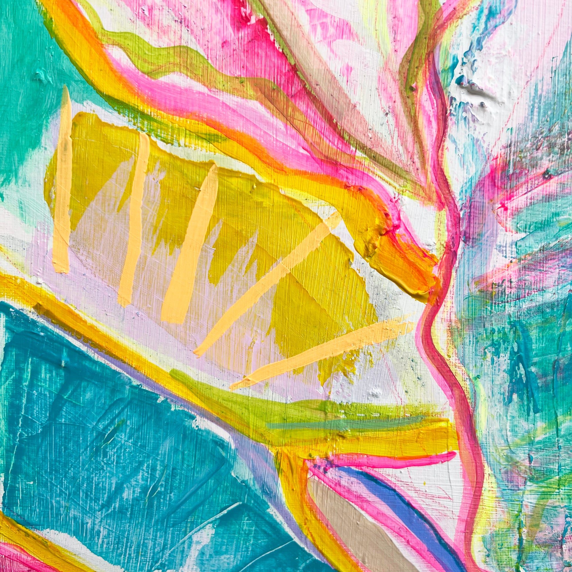 'Rainbow Alocasia Leaves I'  41cm x 41cm - Kathryn Sillince Artist