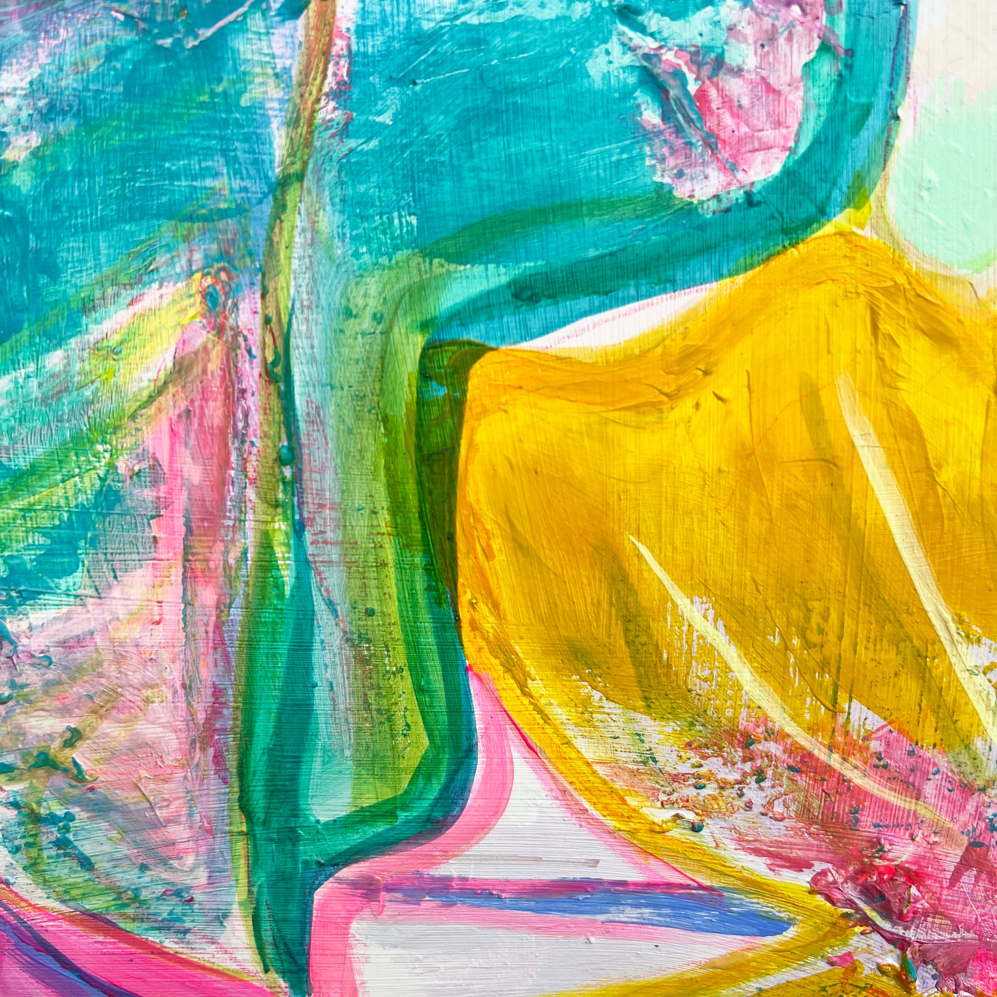 'Rainbow Alocasia Leaves I'  41cm x 41cm - Kathryn Sillince Artist
