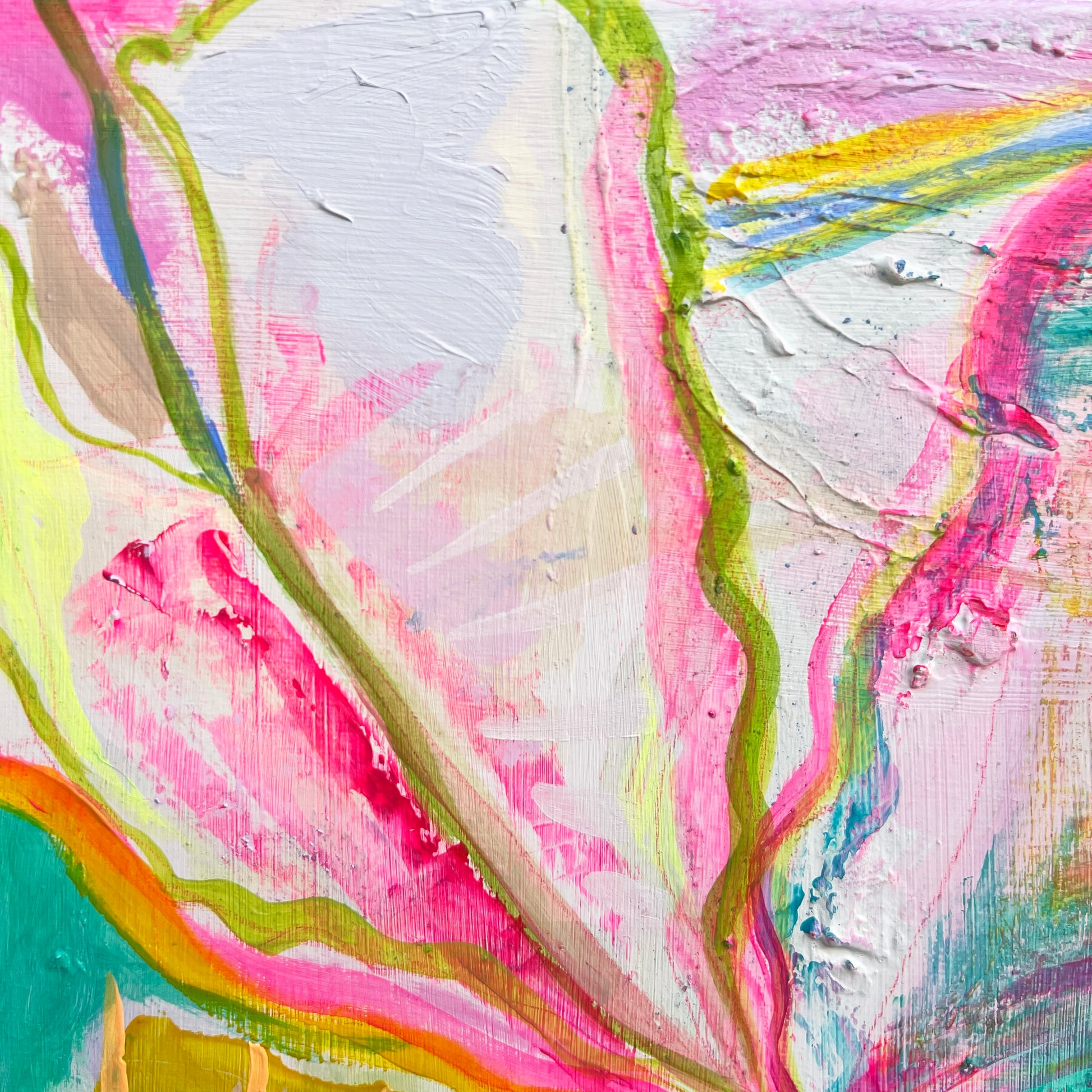 'Rainbow Alocasia Leaves I'  41cm x 41cm - Kathryn Sillince Artist