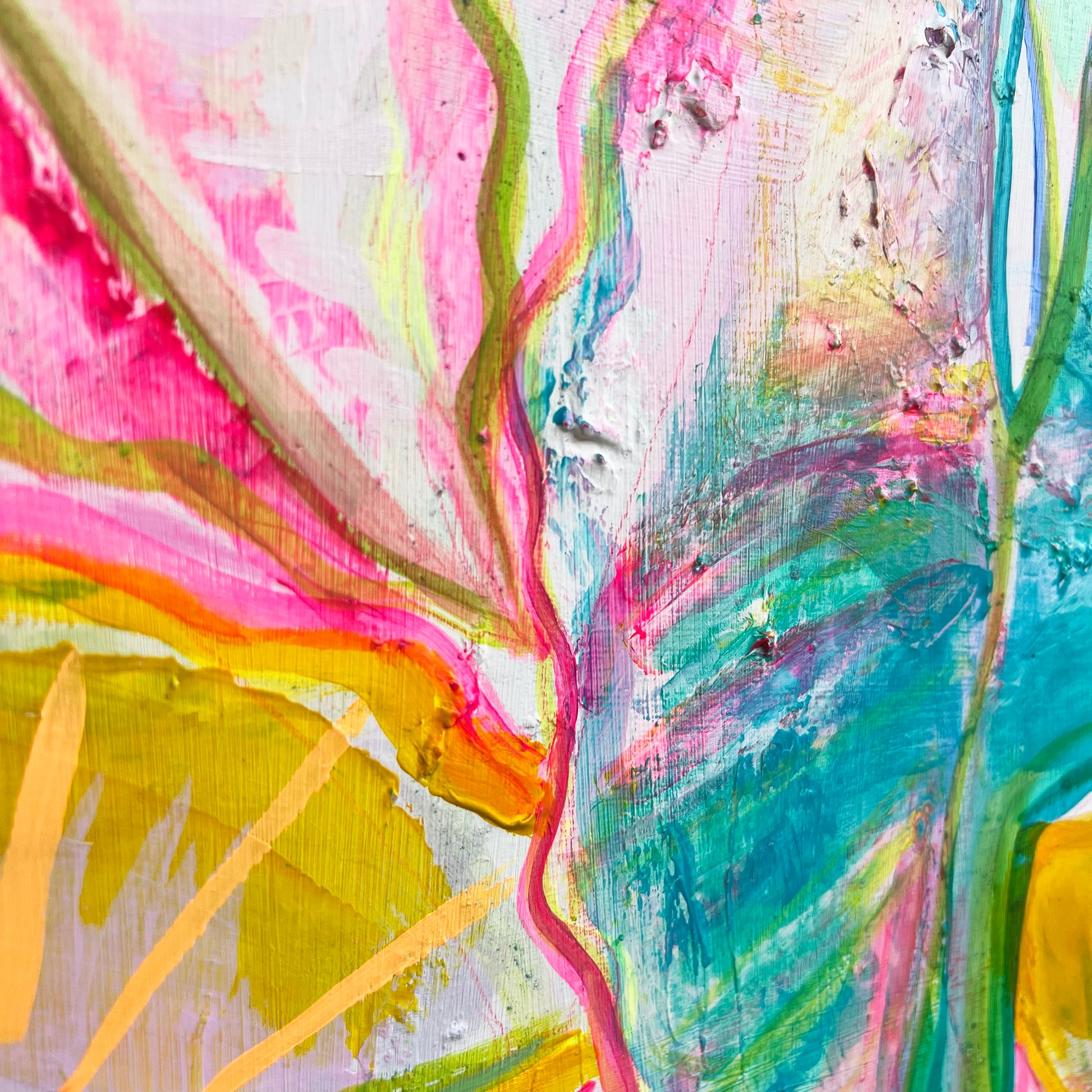 'Rainbow Alocasia Leaves I'  41cm x 41cm - Kathryn Sillince Artist