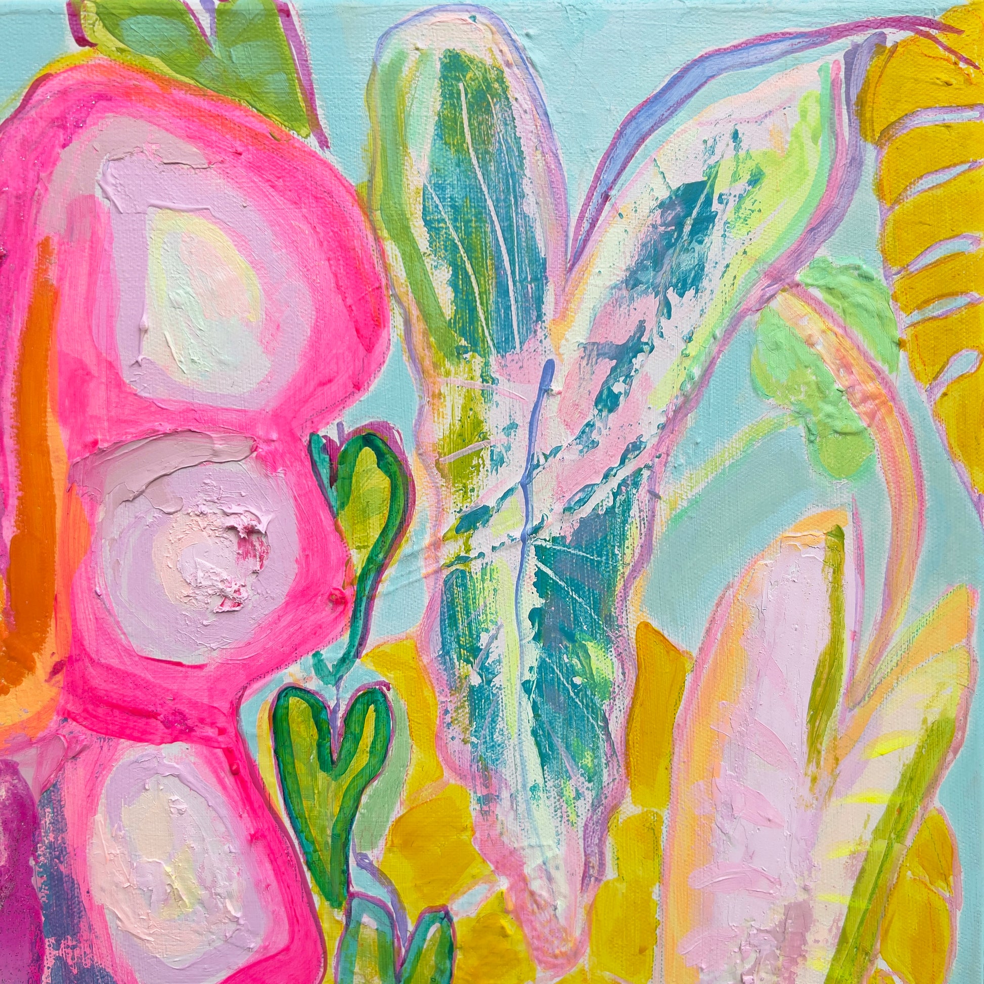 'Rainbow Alocasia Leaves II'  45cm x 45cm - Kathryn Sillince Artist