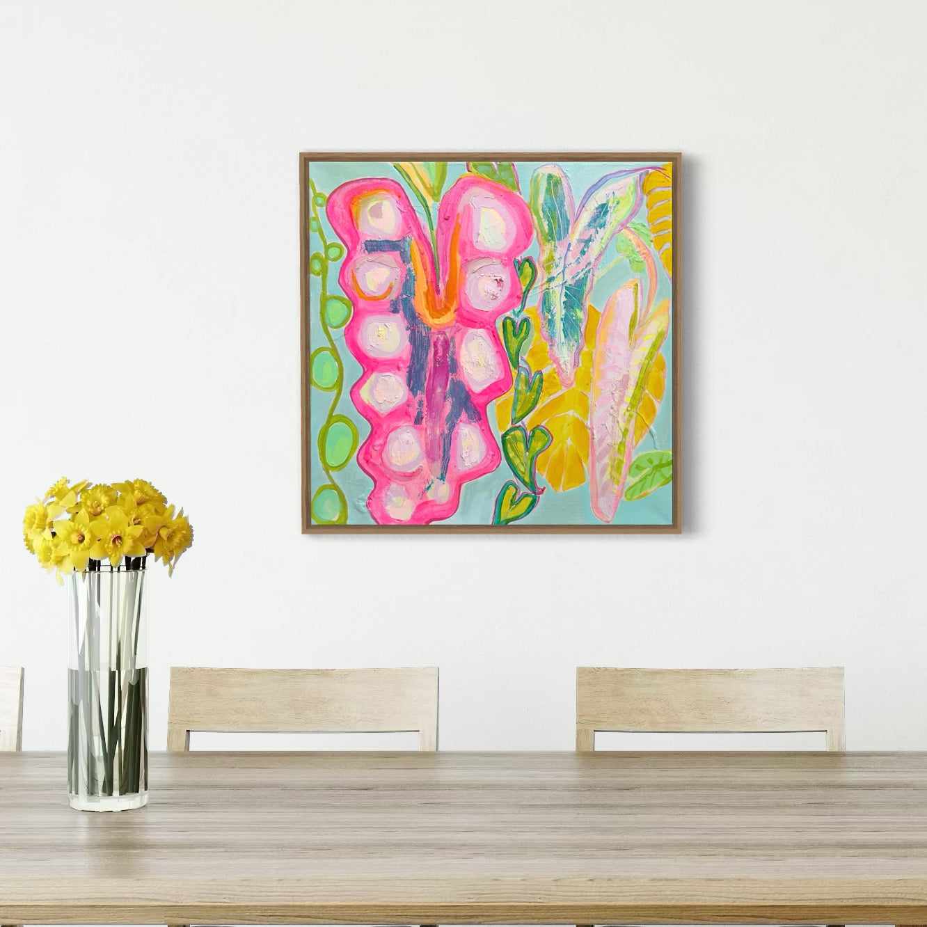 'Rainbow Alocasia Leaves II'  45cm x 45cm - Kathryn Sillince Artist