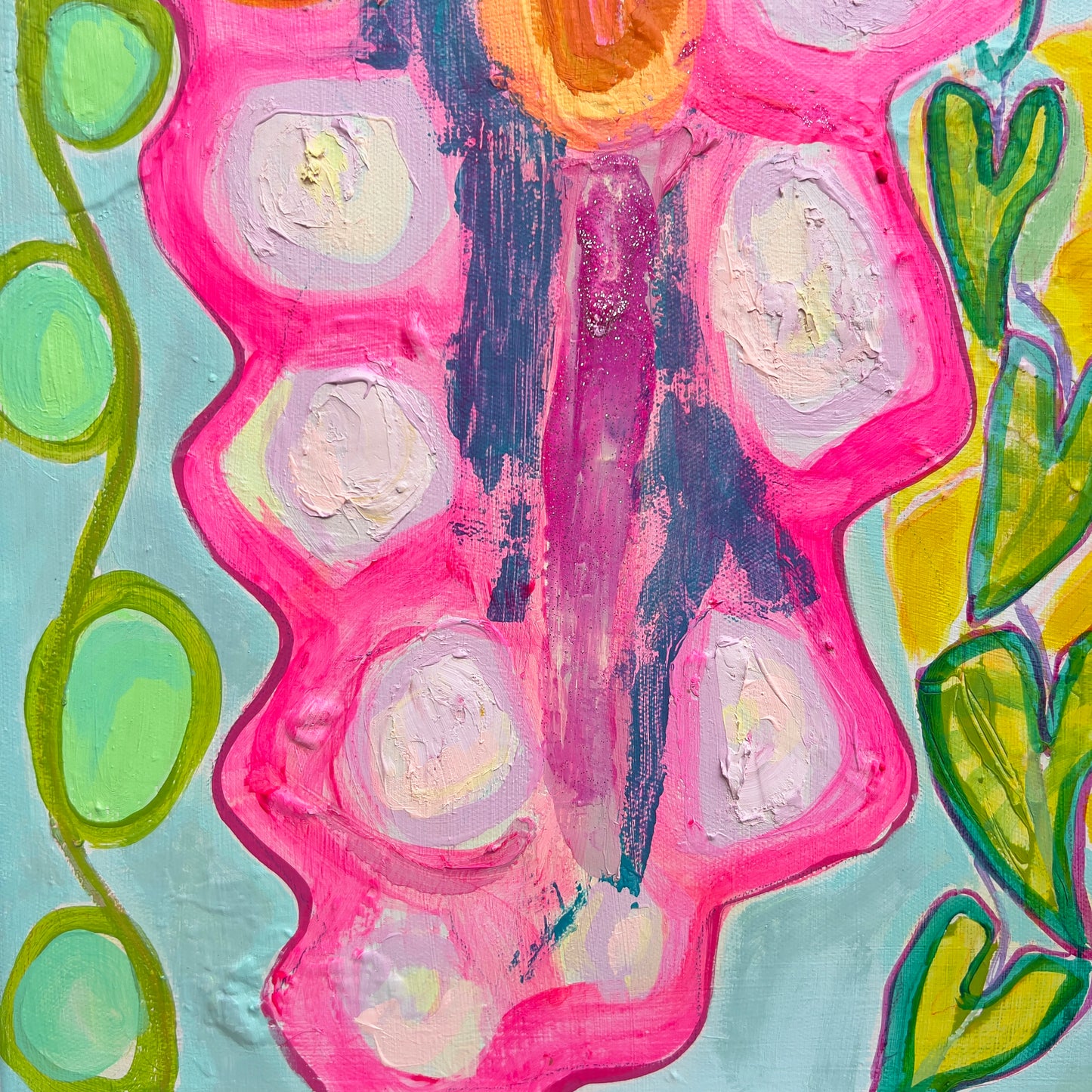 'Rainbow Alocasia Leaves II'  45cm x 45cm - Kathryn Sillince Artist