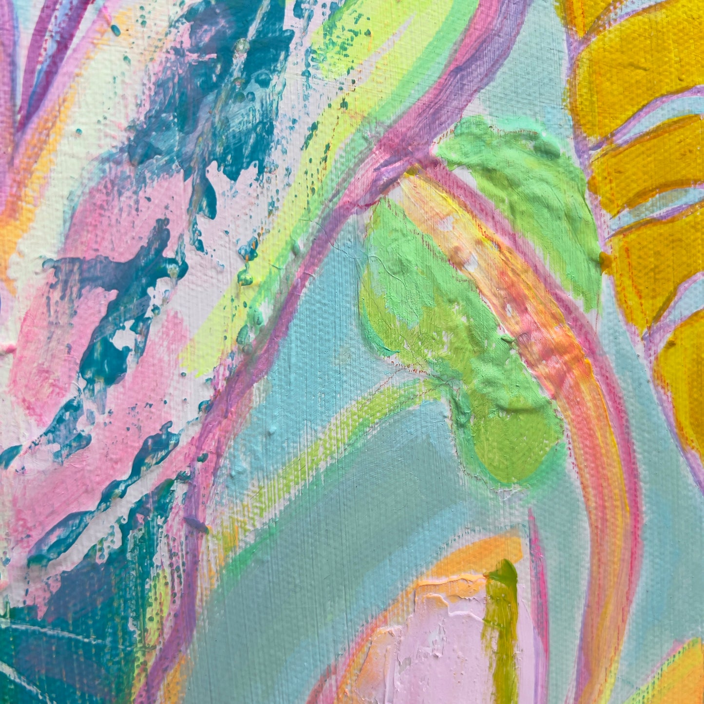 'Rainbow Alocasia Leaves II'  45cm x 45cm - Kathryn Sillince Artist