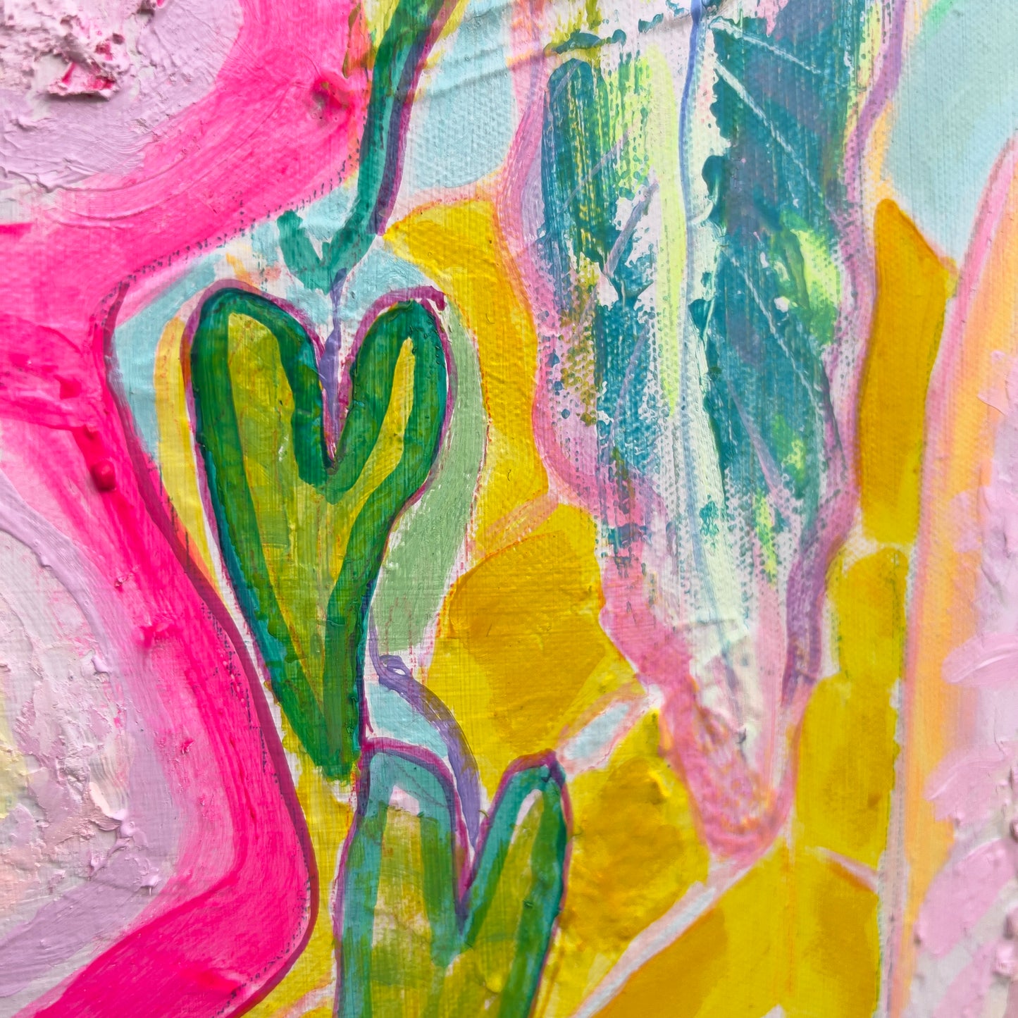 'Rainbow Alocasia Leaves II'  45cm x 45cm - Kathryn Sillince Artist