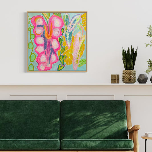 'Rainbow Alocasia Leaves II'  45cm x 45cm - Kathryn Sillince Artist