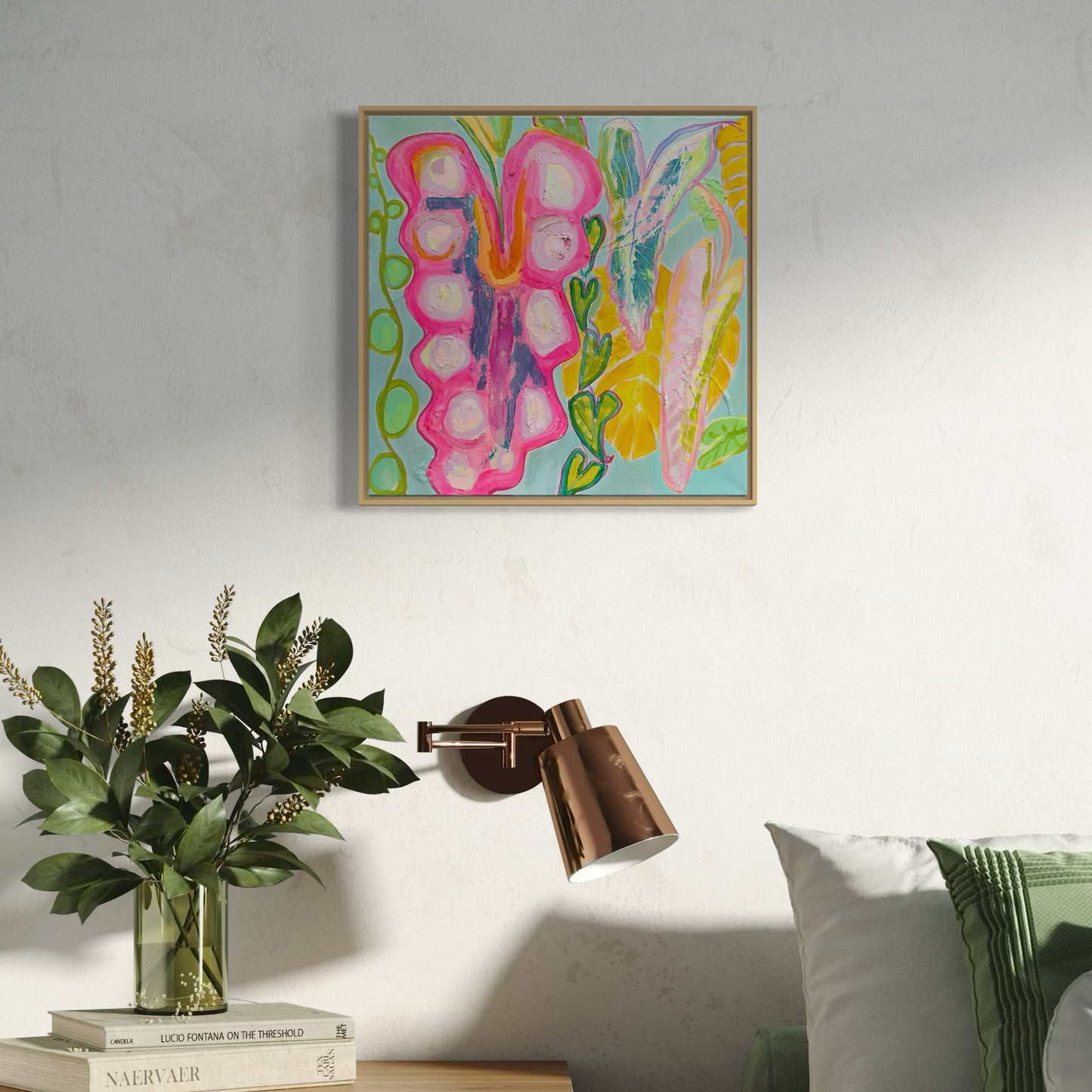'Rainbow Alocasia Leaves II'  45cm x 45cm - Kathryn Sillince Artist