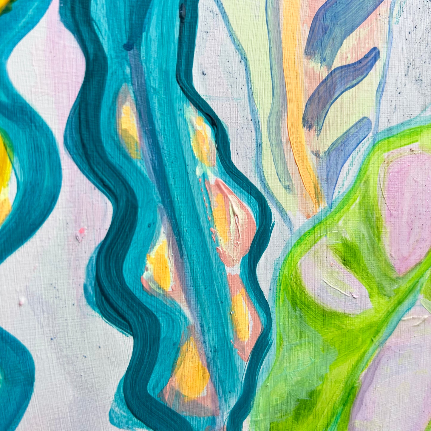 'Rainbow Alocasia Leaves III'  41cm x 41cm - Kathryn Sillince Artist