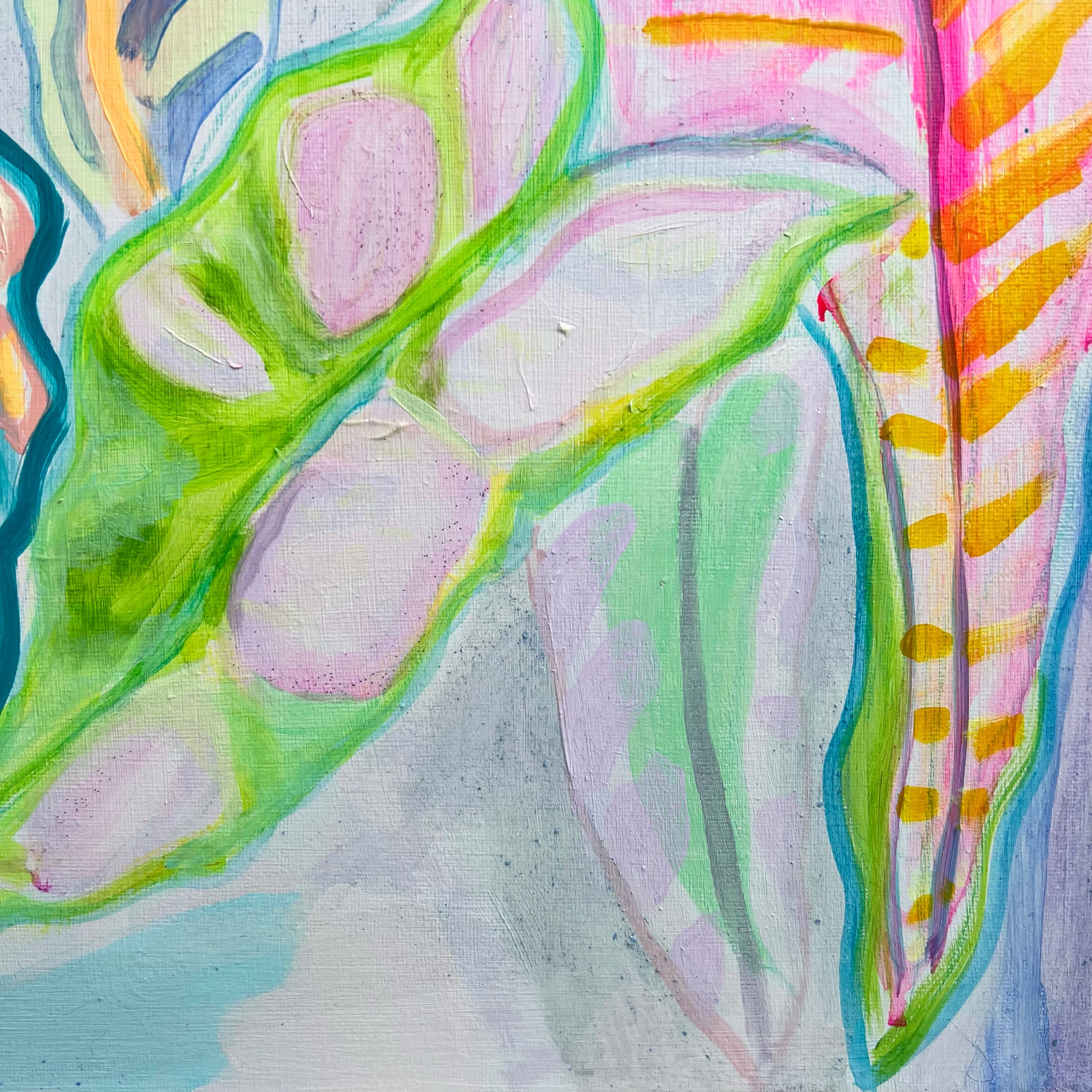 'Rainbow Alocasia Leaves III'  41cm x 41cm - Kathryn Sillince Artist