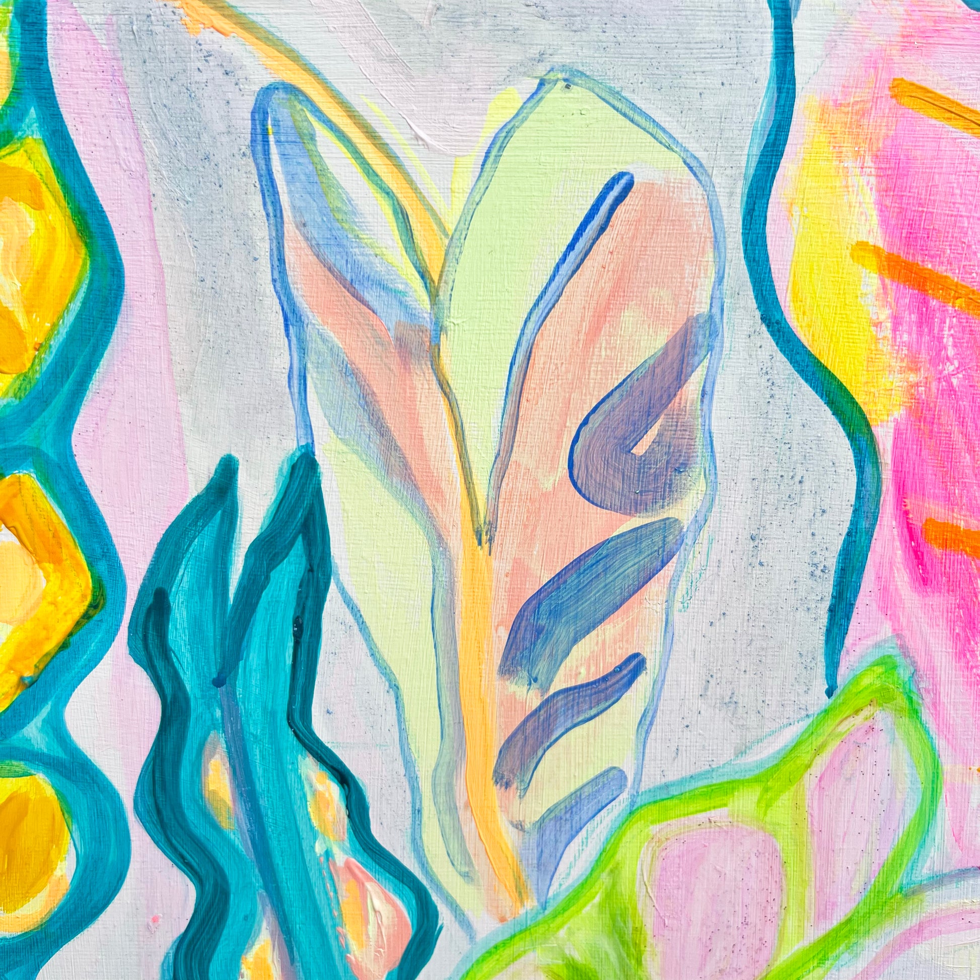 'Rainbow Alocasia Leaves III'  41cm x 41cm - Kathryn Sillince Artist