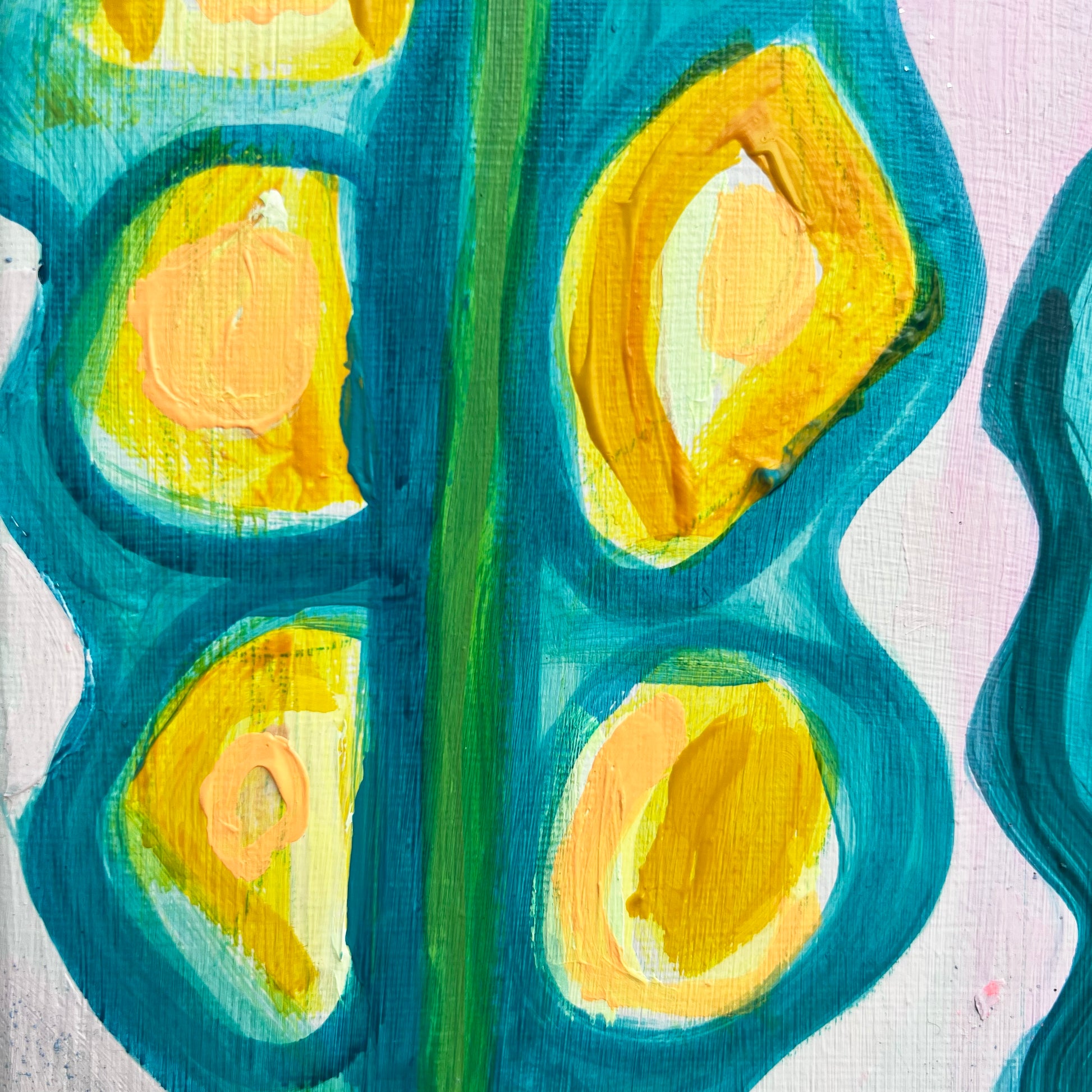 'Rainbow Alocasia Leaves III'  41cm x 41cm - Kathryn Sillince Artist