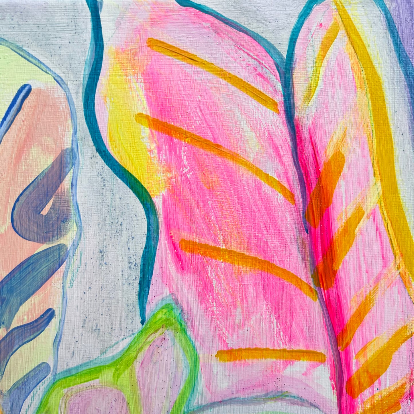 'Rainbow Alocasia Leaves III'  41cm x 41cm - Kathryn Sillince Artist