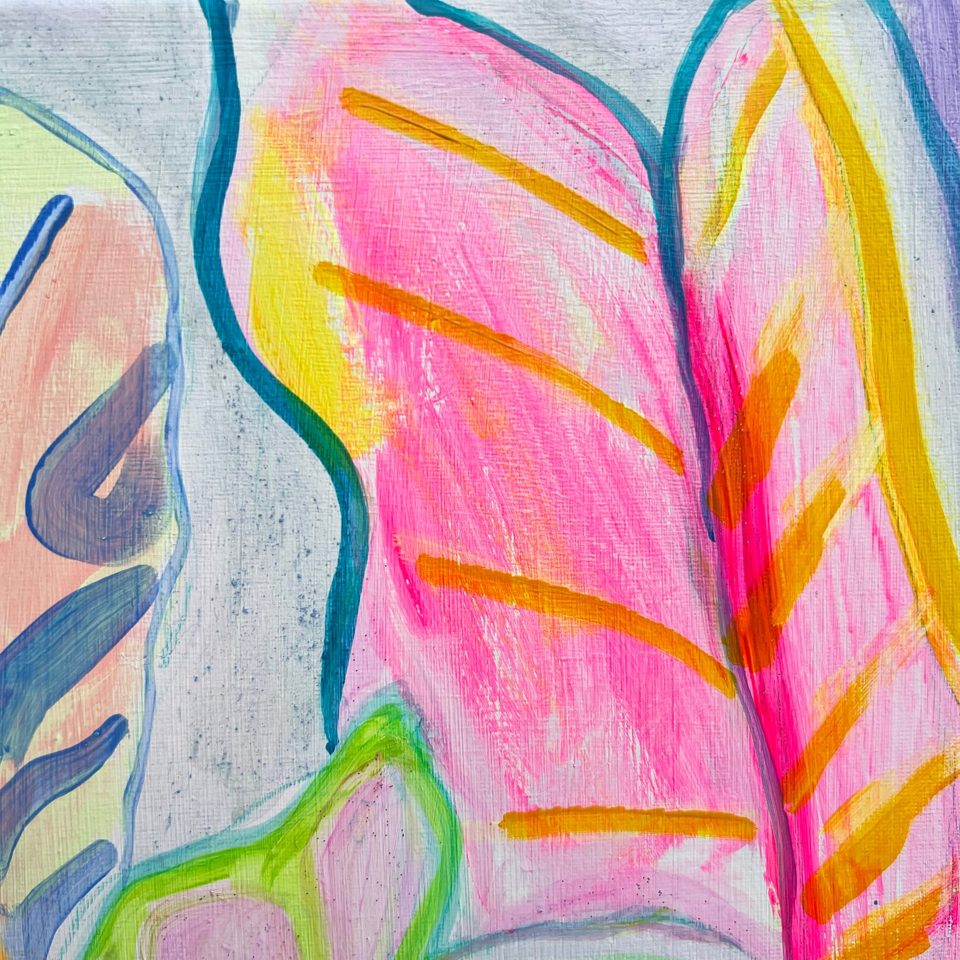 'Rainbow Alocasia Leaves III'  41cm x 41cm - Kathryn Sillince Artist