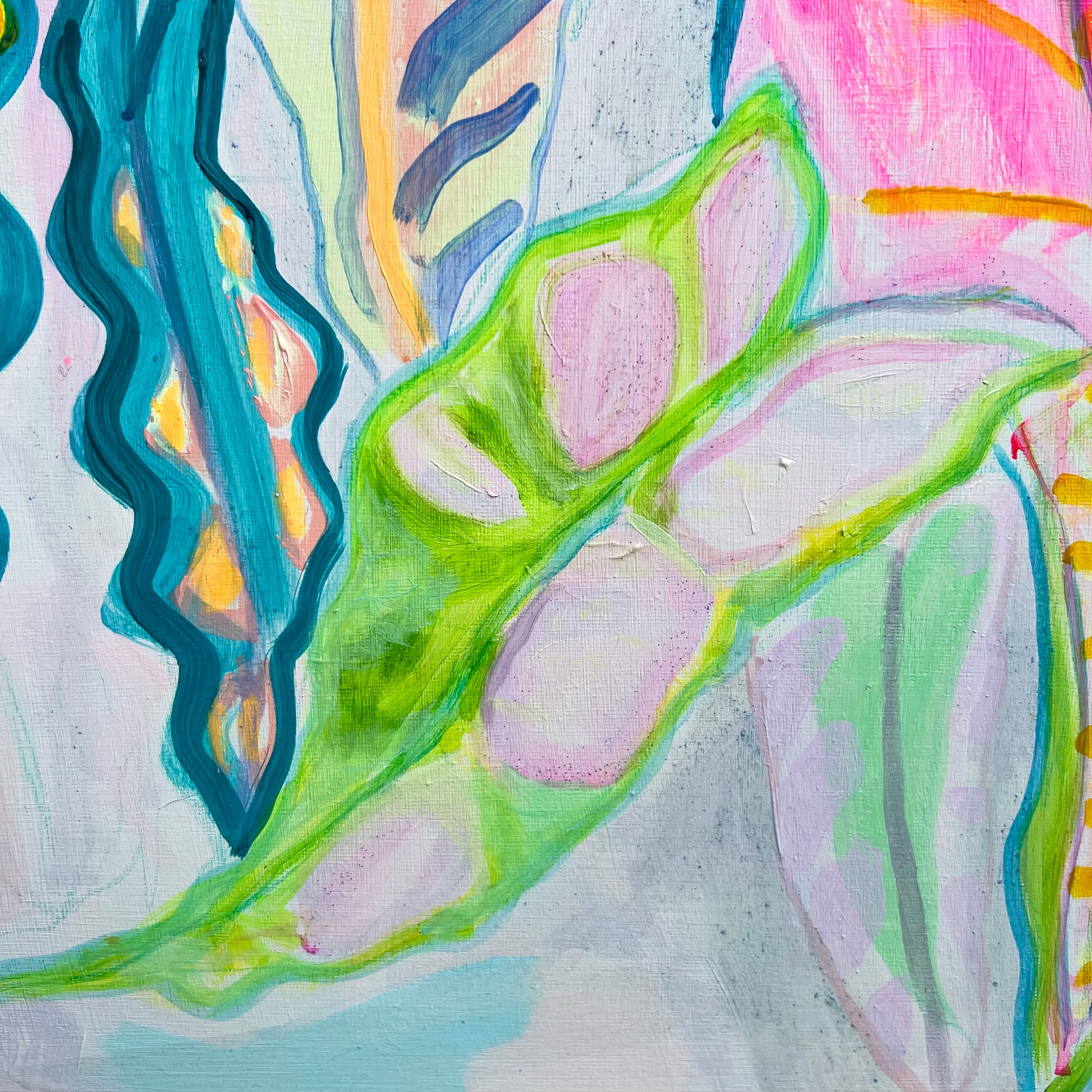 'Rainbow Alocasia Leaves III'  41cm x 41cm - Kathryn Sillince Artist
