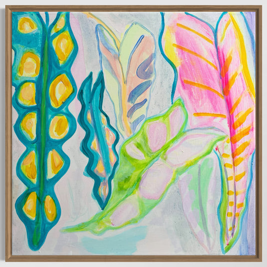 'Rainbow Alocasia Leaves III'  41cm x 41cm - Kathryn Sillince Artist