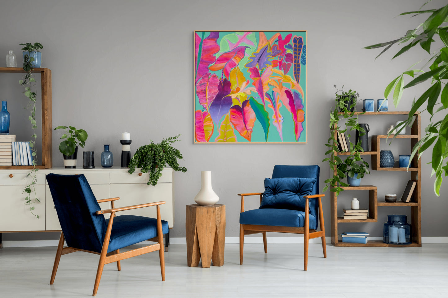 'Rainbow Alocasias' 102cm x 102cm - Kathryn Sillince Artist