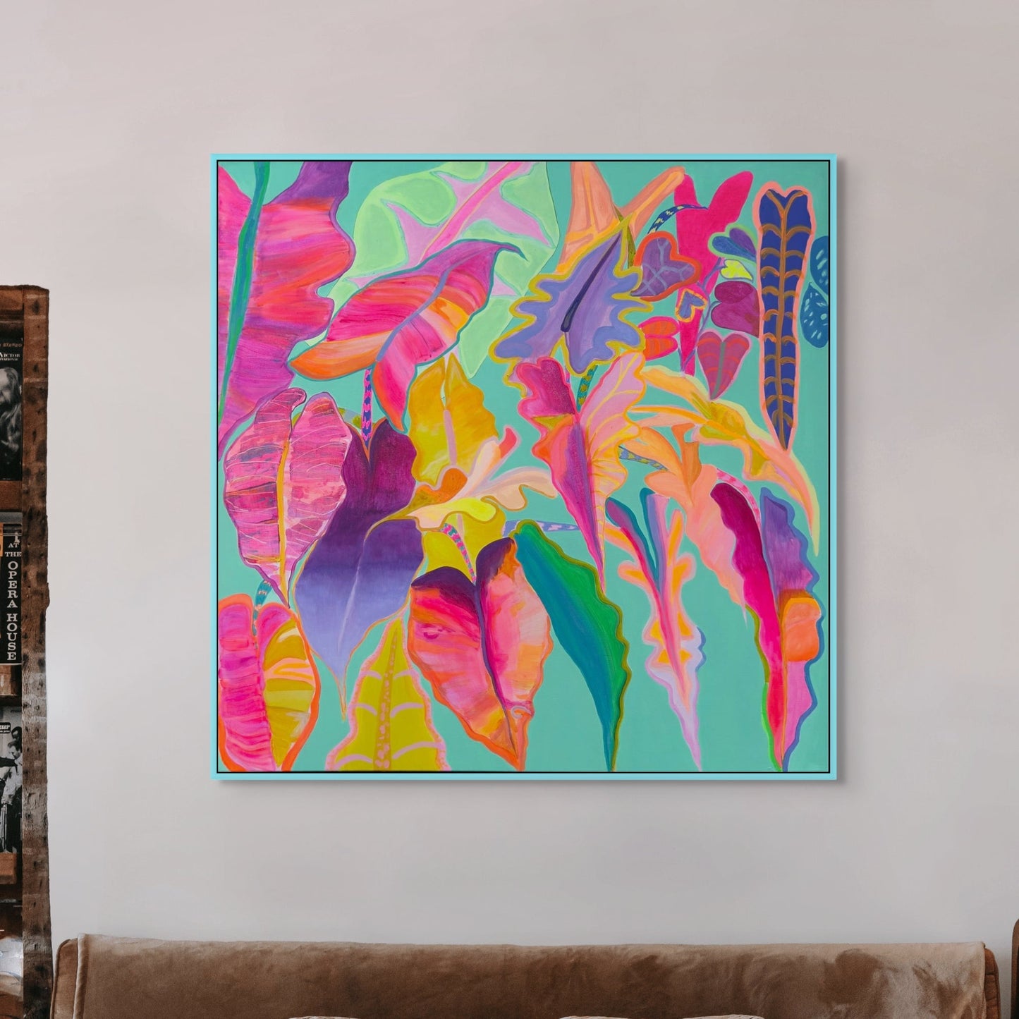 'Rainbow Alocasias' 102cm x 102cm - Kathryn Sillince Artist