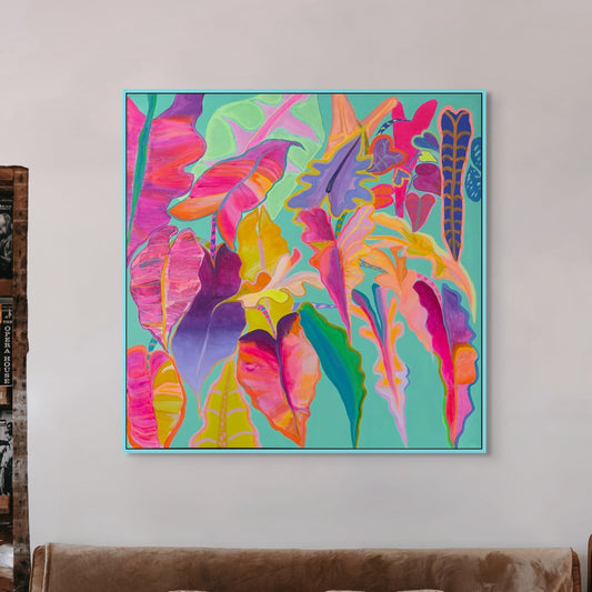 'Rainbow Alocasias' 102cm x 102cm - Kathryn Sillince Artist